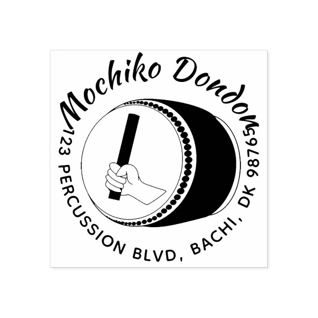 Carimbo De Borracha Tambor de Taiko Oferece Endereço de Retorno Carimb (Impressão)