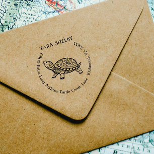 Carimbo De Borracha Tartaruga Personalizada Extra Longa Endereço de De