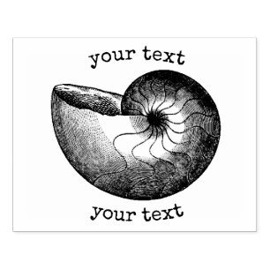 Carimbo De Borracha Tema de Praia do Vintage Nautilus Sea Shell com Te