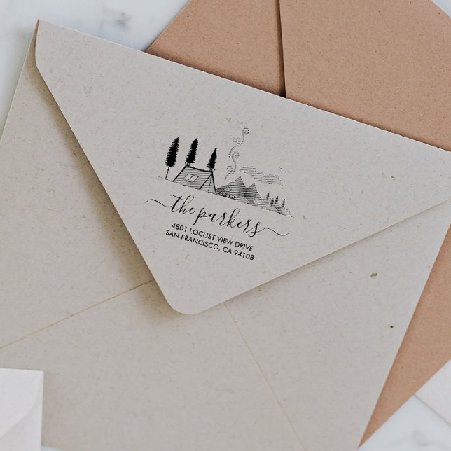 Carimbo De Borracha Tema do Camp | Nome da família Assinatura Endereço (Criador carregado)