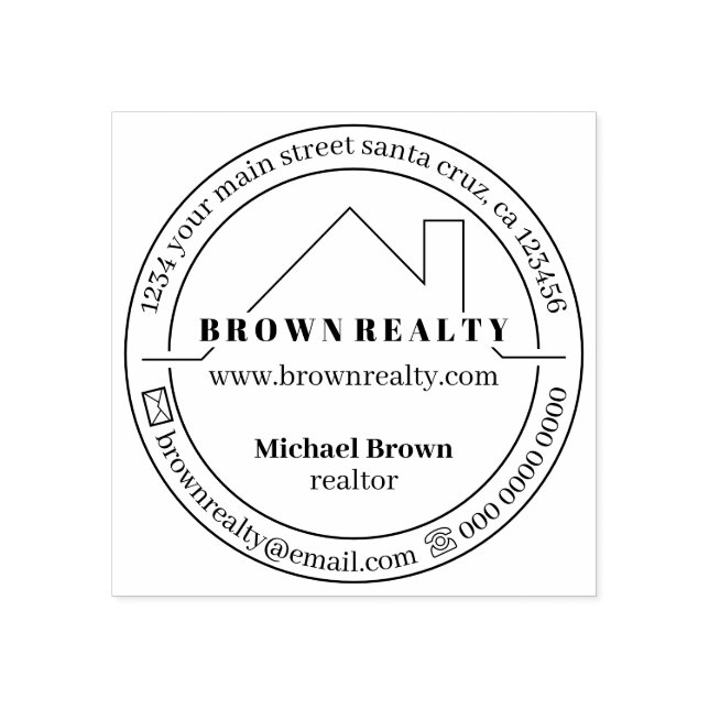 Carimbo De Borracha Teto da Casa em Círculo (Impressão)