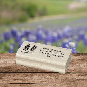 Carimbo De Borracha Texas Bluebonnets Floral Wedding Return Address