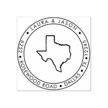 Texas State Map Return Address Wood