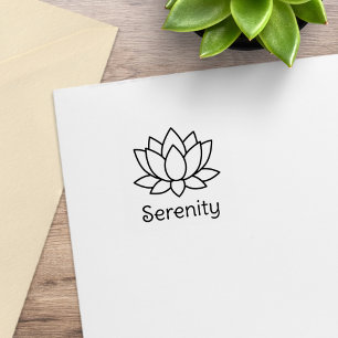 Carimbo De Borracha Texto Personalizado do Flor de Lotus 1x1