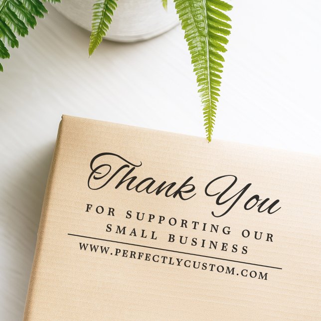 Carimbo De Borracha Thank you supporting business URL elegant font (Thank you supporting business URL elegant font Rubber Stamp)