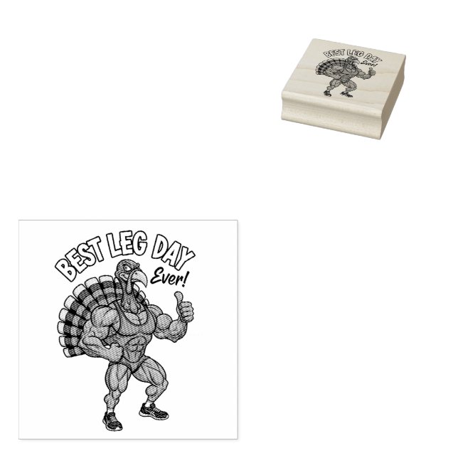 Carimbo De Borracha Thanksgiving Leg Day Wood Art Stamp (Carimbado)