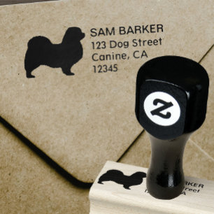 Carimbo De Borracha Tibetano Spaniel Dog Silhouette Endereço de Devolu