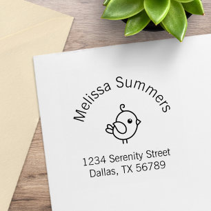 Carimbo De Borracha Tiny Cartoon Bird Arch Address