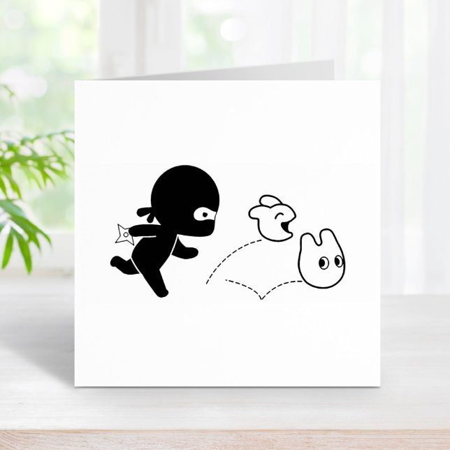 Carimbo De Borracha Tiny Ninja caçando dustbunnies (Criador carregado)