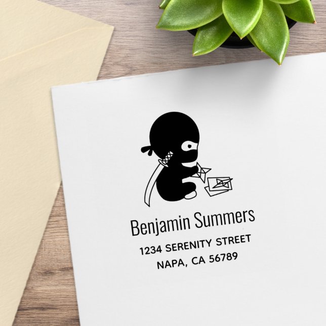 Carimbo De Borracha Tiny Ninja Folding Origami Star Address (Criador carregado)