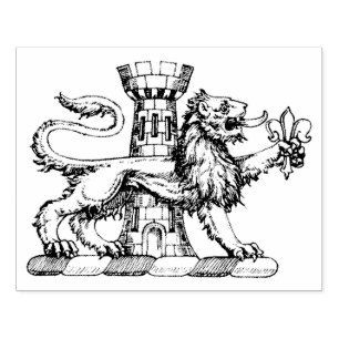 Carimbo De Borracha Torre do Leão Emblema Crest Fleur de Lis C