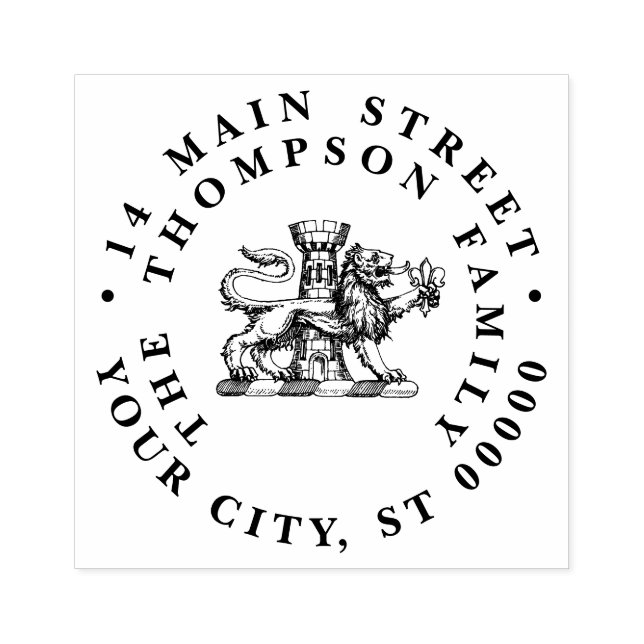 Carimbo De Borracha Torre do Leão Flor de Lis Crista Emblema C (Impressão)