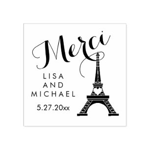 Carimbo De Borracha Torre Eiffel preto e branco de Paris que Wedding