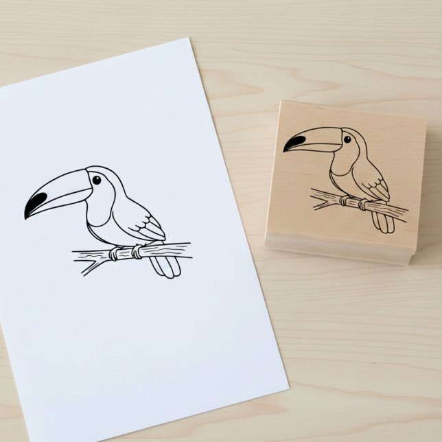 Carimbo De Borracha Toucan Wooden Art Stamp (Toucan wooden art stamp for coloring or using in cardmaking, journaling or other crafts projects.)
