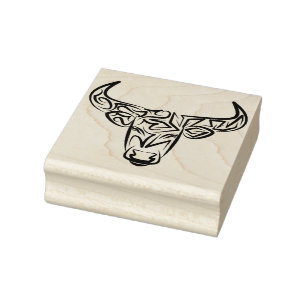 Carimbo De Borracha Touro Tribal Negro e Branco / Ox