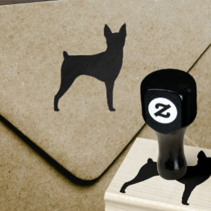Carimbo De Borracha Toy Fox Terrier Dog Raça Silhouette
