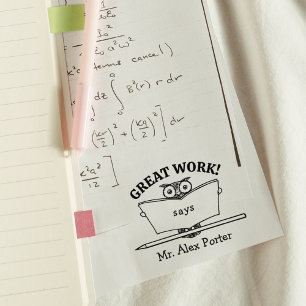 Carimbo De Borracha Trabalho de Excelente de Coruja de Sala de Aula de