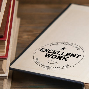 Carimbo De Borracha Trabalho Excelente   Professores Personalizados