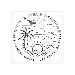 Carimbo De Borracha Treinas de Palma de Verão e Endereço de Devolução 