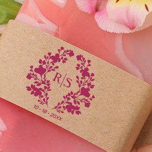 Carimbo De Borracha Trendy Chic Wedding Branches Iniciais Monograma