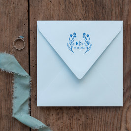 Carimbo De Borracha Trendy Chic Wedding Wildflower Inicials Monograma