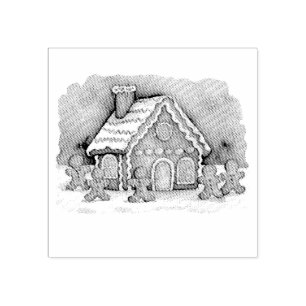 Carimbo De Borracha Trendy Gingerbird Man House Natal
