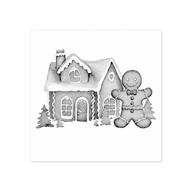 Carimbo De Borracha Trendy Gingerbird Man House Natal (Impressão)