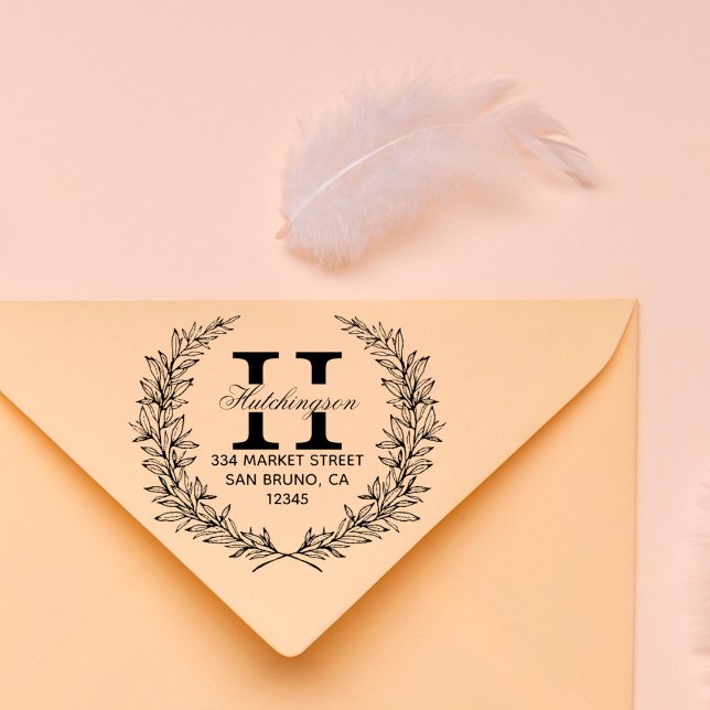 Carimbo De Borracha Trendy Hand Floral Wreath | Endereço de devolução (Criador carregado)