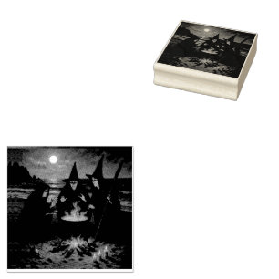 Carimbo De Borracha Três Bruxas Criam Cauldron Full Moon Beach