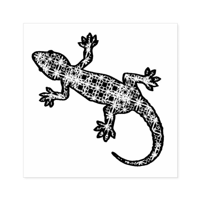 Carimbo De Borracha Tribal batik Gecko / Lizard (Impressão)