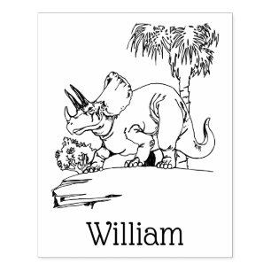 Carimbo De Borracha Tricerátops Pré-Históricos Nome do Dinossauro