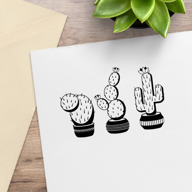 Carimbo De Borracha Trio de Cactus Deserto Moderno Boho (Criador carregado)
