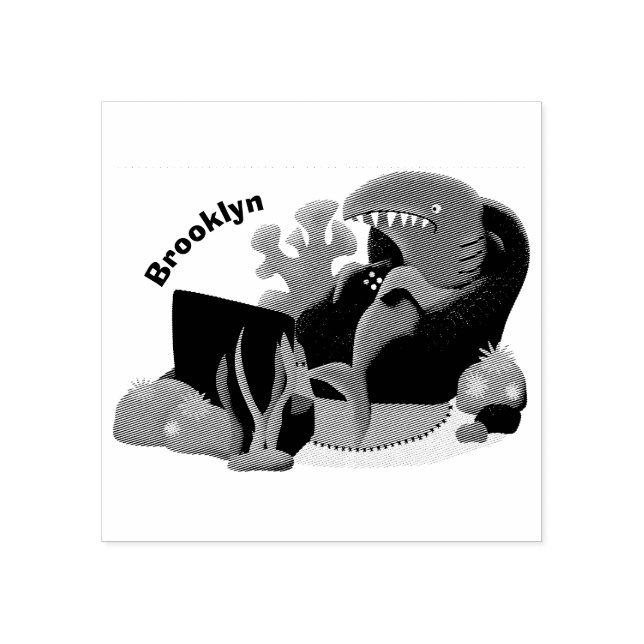 Carimbo De Borracha Tubarão engraçado assistindo desenhos animados na  (Impressão)