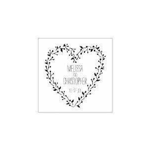 Carimbo De Borracha Twig e Berry Heart Wreath Casamento