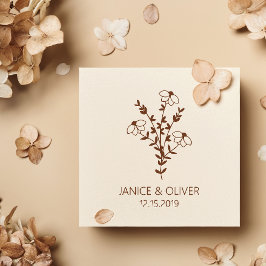 Carimbo De Borracha Twigs and Flowers Monogrammed Modern & Minimalist