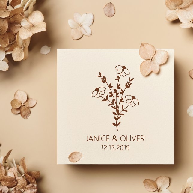 Carimbo De Borracha Twigs and Flowers Monogrammed Modern & Minimalist (Criador carregado)