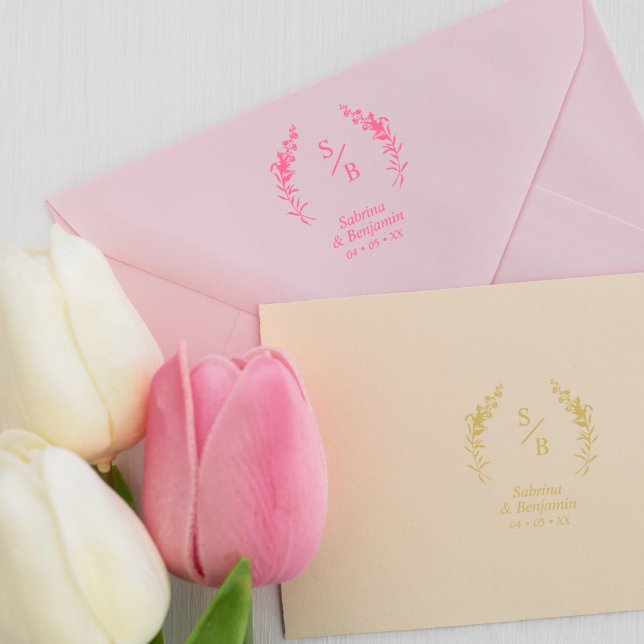 Carimbo De Borracha Twigs e Flores de Iniciais Mínimas Modernas da Chi (Criador carregado)