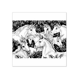 CARIMBO DE BORRACHA UNICORN HERD, HORSE FANTASY RUBBLE STAMP