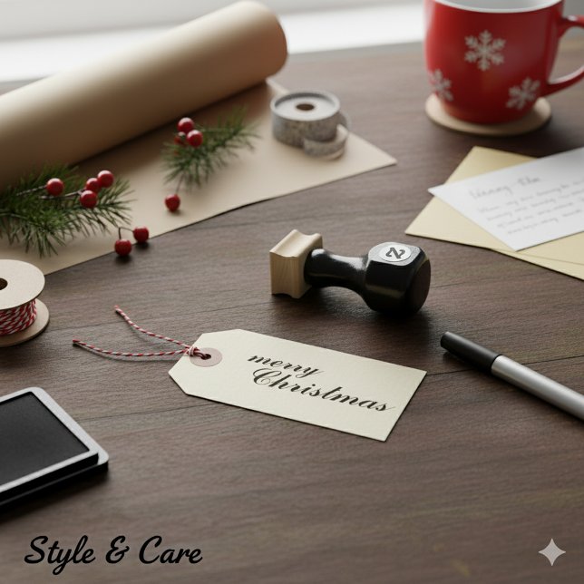 Carimbo De Borracha Unique Stylish Merry Christmas Script (Unique Stylish Merry Christmas Script Rubber Stamp)