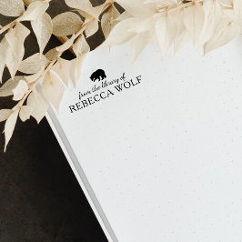 Carimbo De Borracha Urso Minimalista Da Biblioteca De, Livro