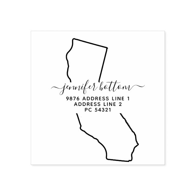 Carimbo De Borracha USA Address Business Signature California (Impressão)