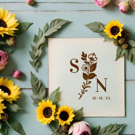 Carimbo De Borracha User Lavish Romantic Flower Deluxe Wedding Initial