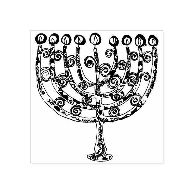 Carimbo De Borracha Vela Elegante Hanukkah Menorah (Impressão)