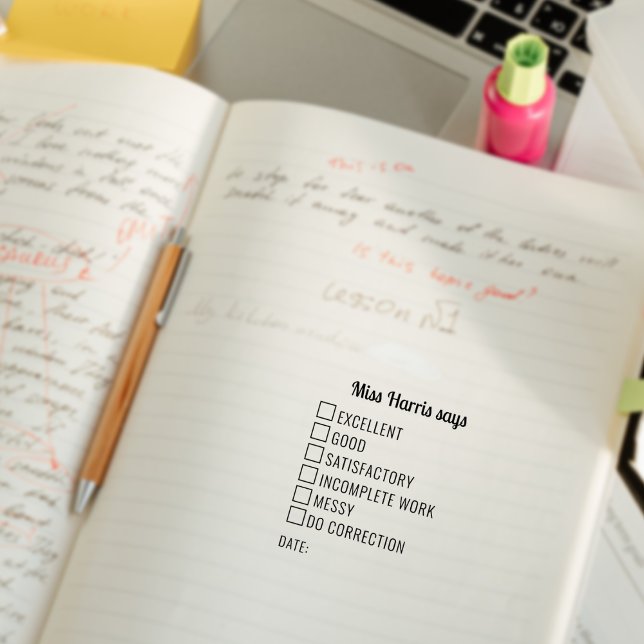 Carimbo De Borracha Verificação de Caixas na Sala de Aula Revisão de P (Criador carregado)