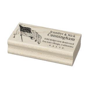 Carimbo De Borracha Vintage American Flag Endereço Stamp