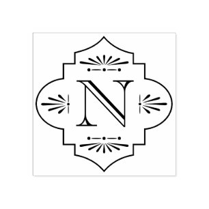 Carimbo De Borracha Vintage Art Deco Monograma Inicial