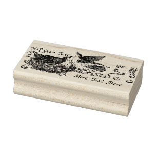 Carimbo De Borracha Vintage Art Nouveau Birds em Nest