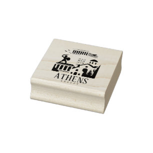 Carimbo De Borracha Vintage Athens Grécia Viagem Napkins - Parthênon