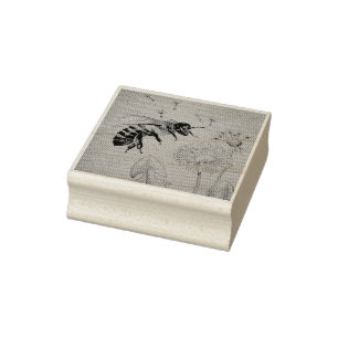 Carimbo De Borracha Vintage Bee N.º 4 Dandelion Watercolor Art