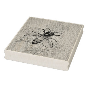 Carimbo De Borracha Vintage Bee No. 7 Flores Selvagens Arte Aquecida